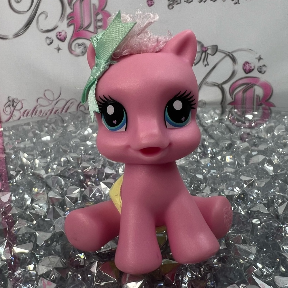 My Little Pony baby Pink Figure with Blue Eyes and Mint Bow